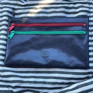 LeTorri Leather Pouch w/ Three Zips 7”x4.5”